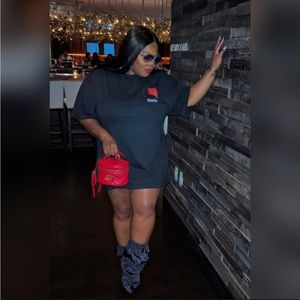 Rhude Black Track Logo T Shirt. Worn